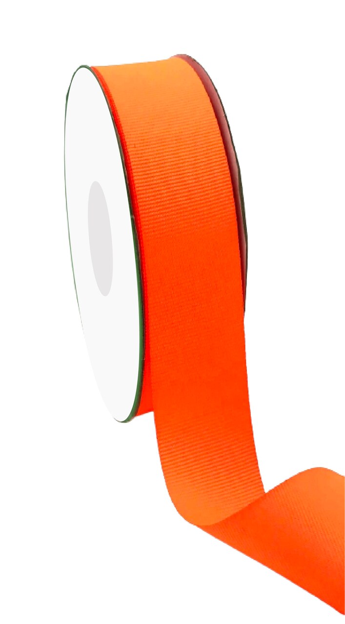 Grossgrain Ribbon --- 1.5 inch x 27.3 yards --- Neon Orange Color